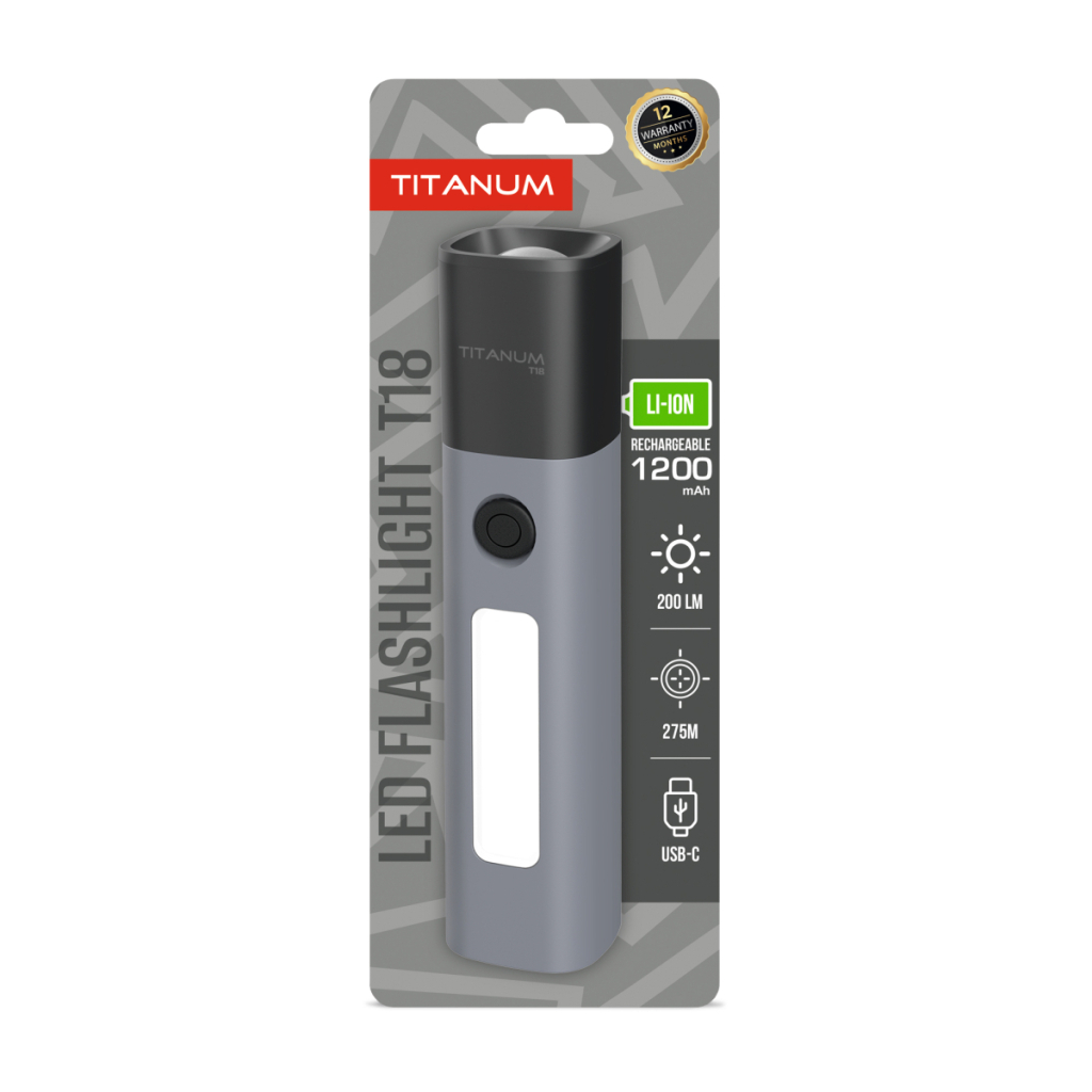 Ліхтар TITANUM 200Lm Gray (TLF-T18) Ліхтар TITANUM 200Lm Gray (TLF-T18)