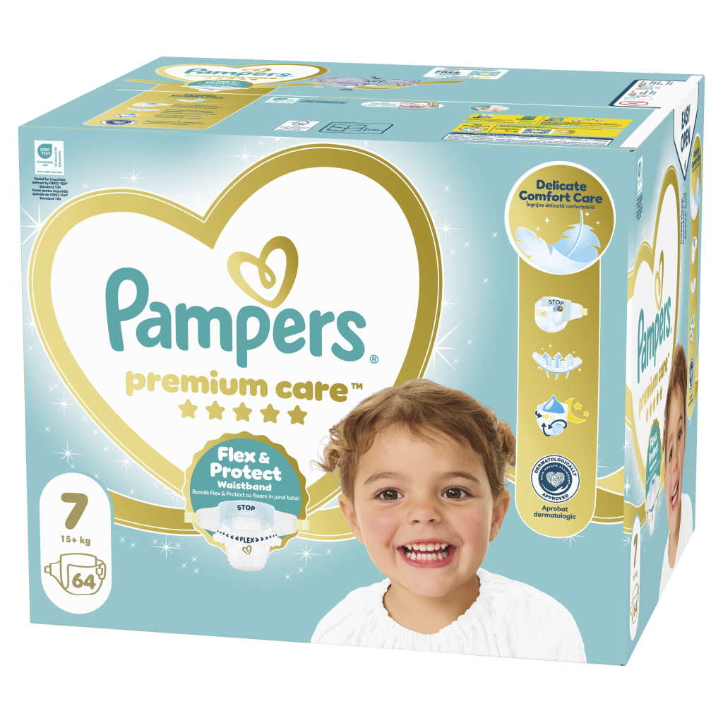 Підгузки Pampers Premium Care Розмір 7 15+ кг 64 шт (8006530260145) Підгузки Pampers Premium Care Розмір 7 15+ кг 64 шт (8006530260145)