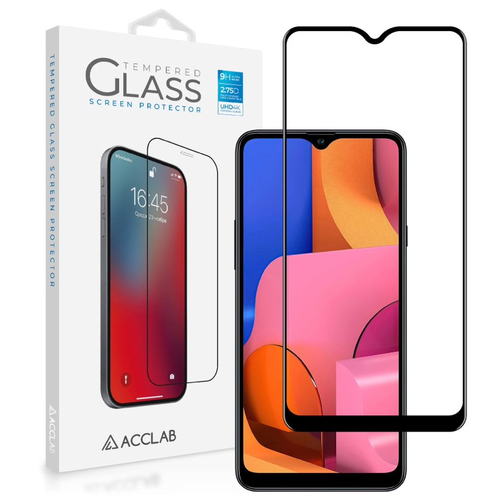 Скло захисне ACCLAB Full Glue Samsung A20s Black (1283126508530)
