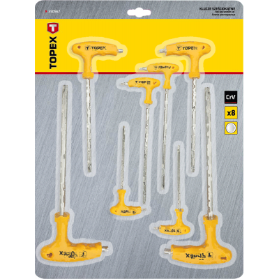 Набір інструментів Topex ключей шестигранных HEX с Т-подобной ручкой, 9 шт. (35D967) Набір інструментів Topex ключей шестигранных HEX с Т-подобной ручкой, 9 шт. (35D967)