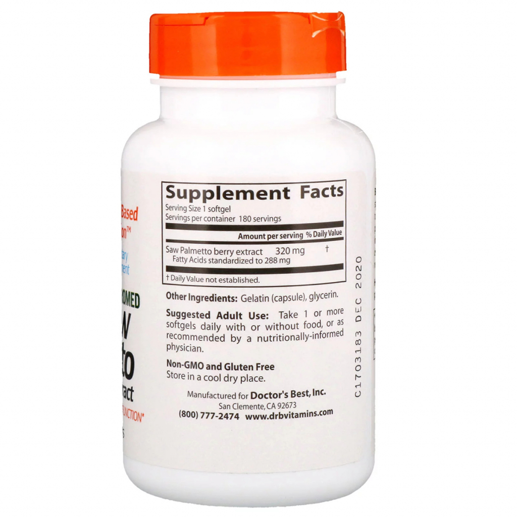 Трави Doctor's Best Со Пальметто, Екстракт, Saw Palmetto, 320 мг, 60 капсул (DRB-00082)