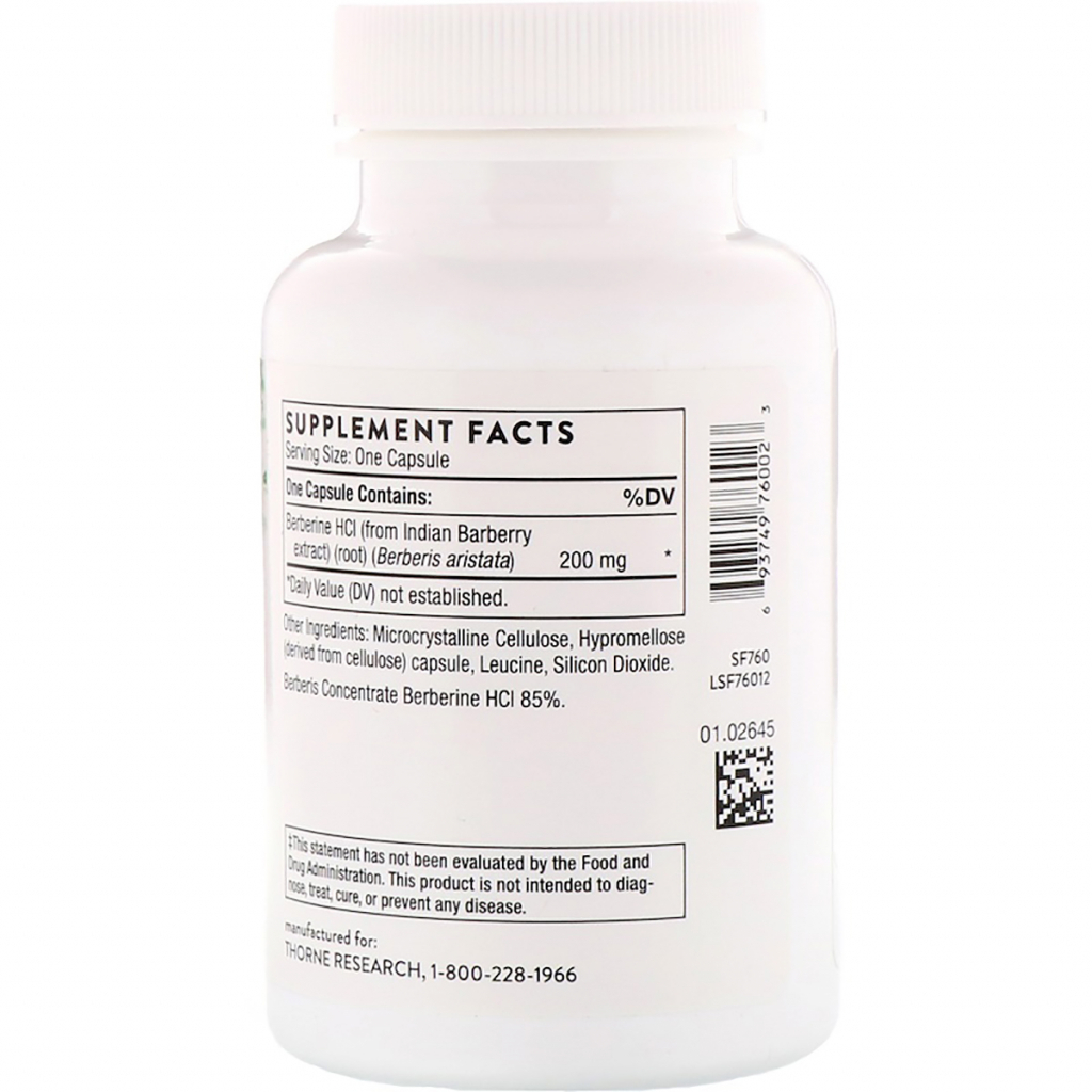 Трави Thorne Research Берберин (барбарис), Berbercap, 60 капсул (THR-76002)