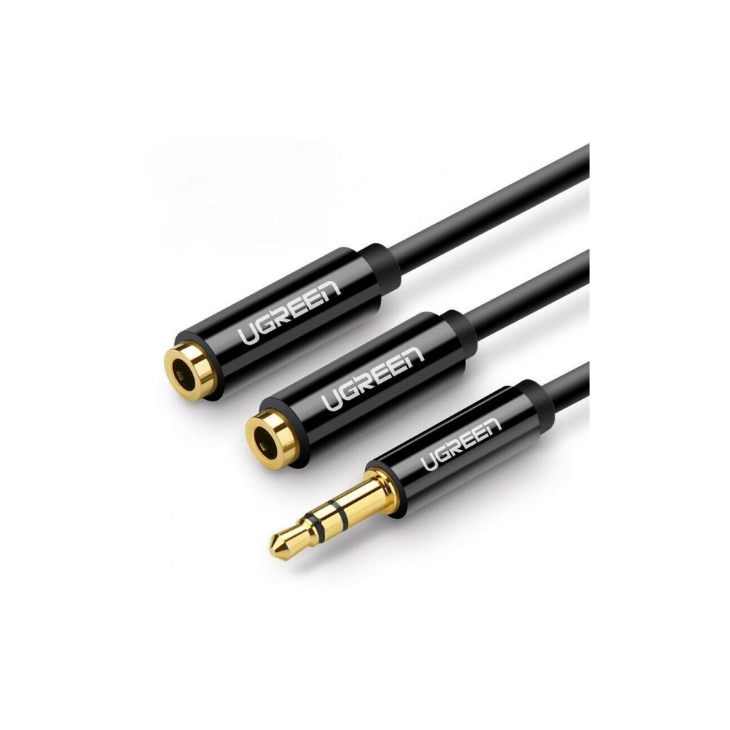 Кабель мультимедійний 3.5mm M to 2x3.5mm F 0.2m AV134 (Black) Ugreen (20816) Кабель мультимедійний 3.5mm M to 2x3.5mm F 0.2m AV134 (Black) Ugreen (20816)