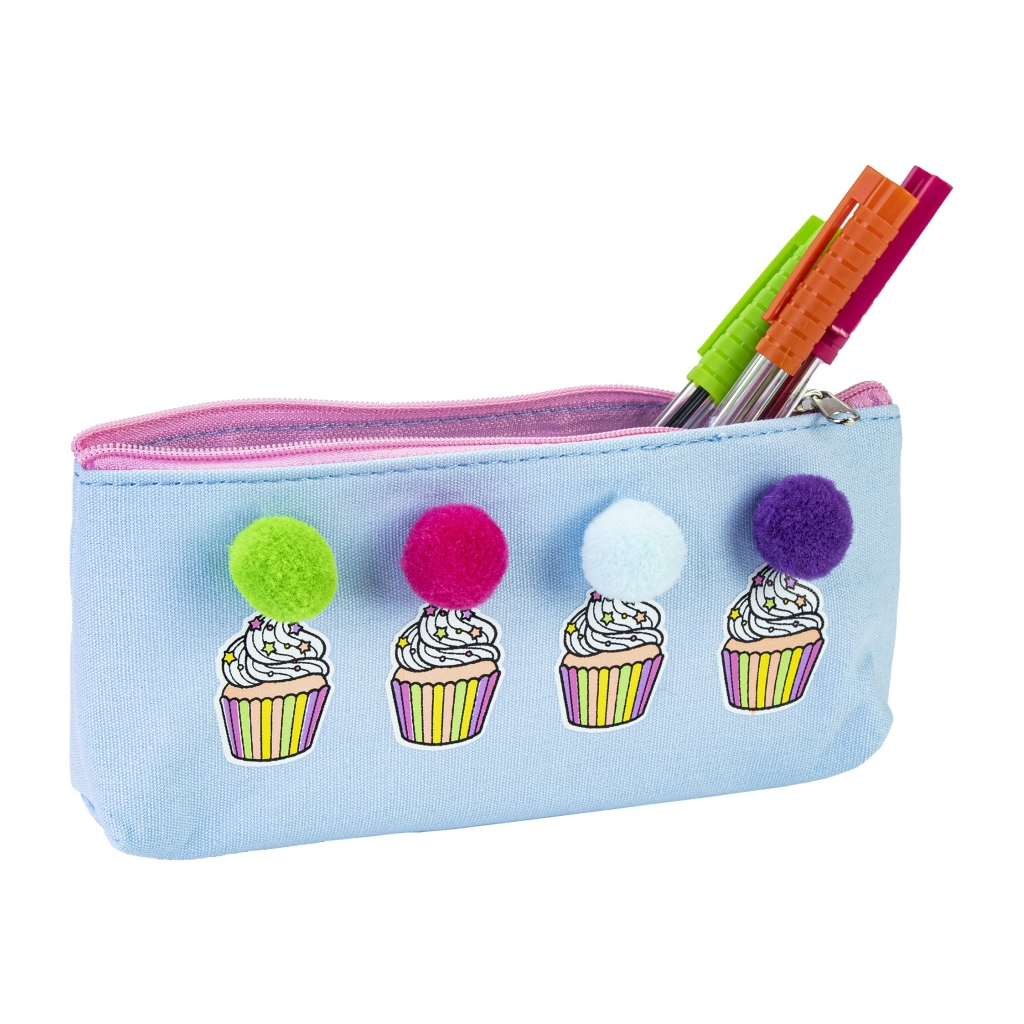 Пенал Cool For School з помпонами 1 відділення блакитний (CF87037) Пенал Cool For School з помпонами 1 відділення блакитний (CF87037)