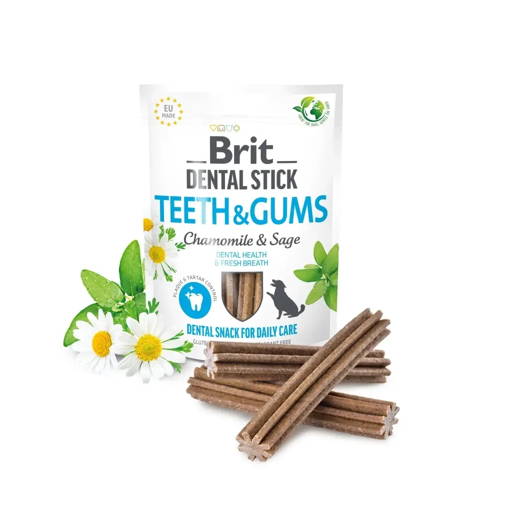 Ласощі для собак Brit Dental Stick Teeth&Gums ромашка і шавлія 251 г (8595602564354)