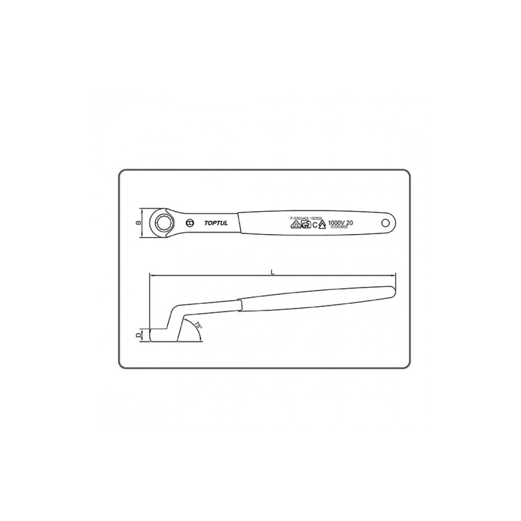 Ключ Toptul діелектричний накидний (кут 75 °) 14мм 1000V VDE (AAAW1414V4)