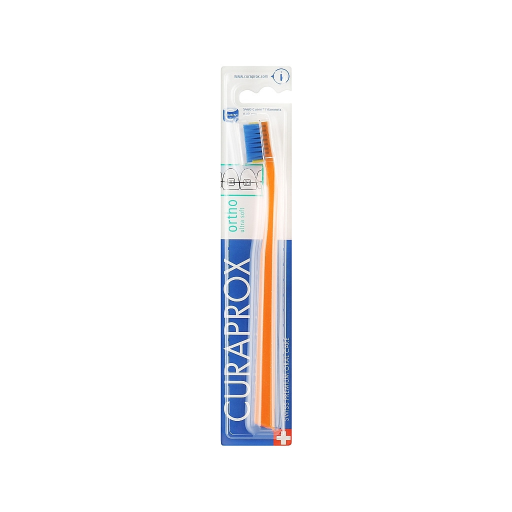 Зубна щітка Curaprox CS 5460 Ortho Ultra Soft Ультрам'яка ортодонтична Помаранчева із синьою щетиною (CS 5460 Ortho-05)