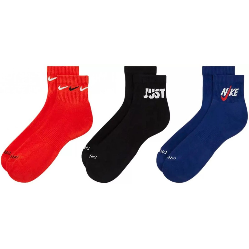 Шкарпетки Nike U NK EVERYDAY PLUS CUSH ANKLE DH3827-905 34-38 3 пари Чорний/Синій/Червоний (196147075251)