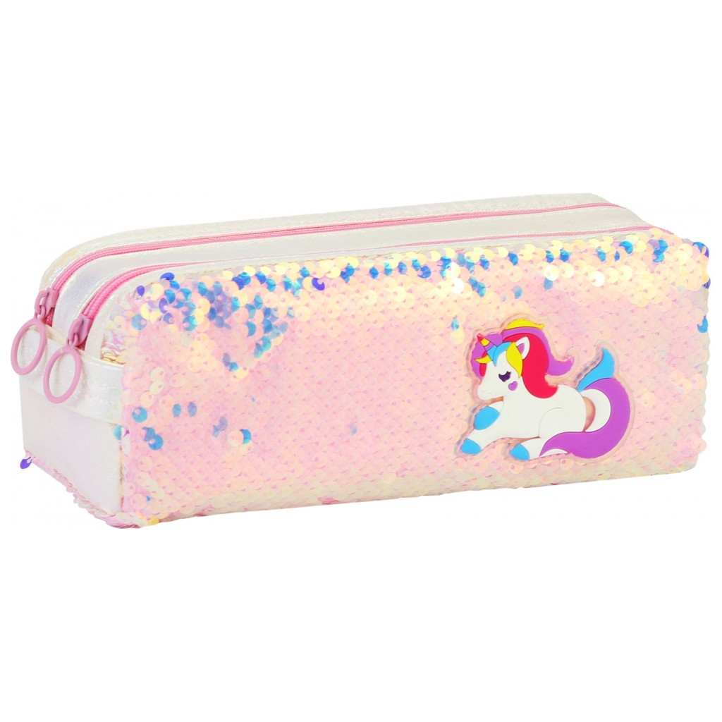 Пенал Cool For School 2 відділення з паєтками та аплікацією Рожевий (CF6615-pink) Пенал Cool For School 2 відділення з паєтками та аплікацією Рожевий (CF6615-pink)