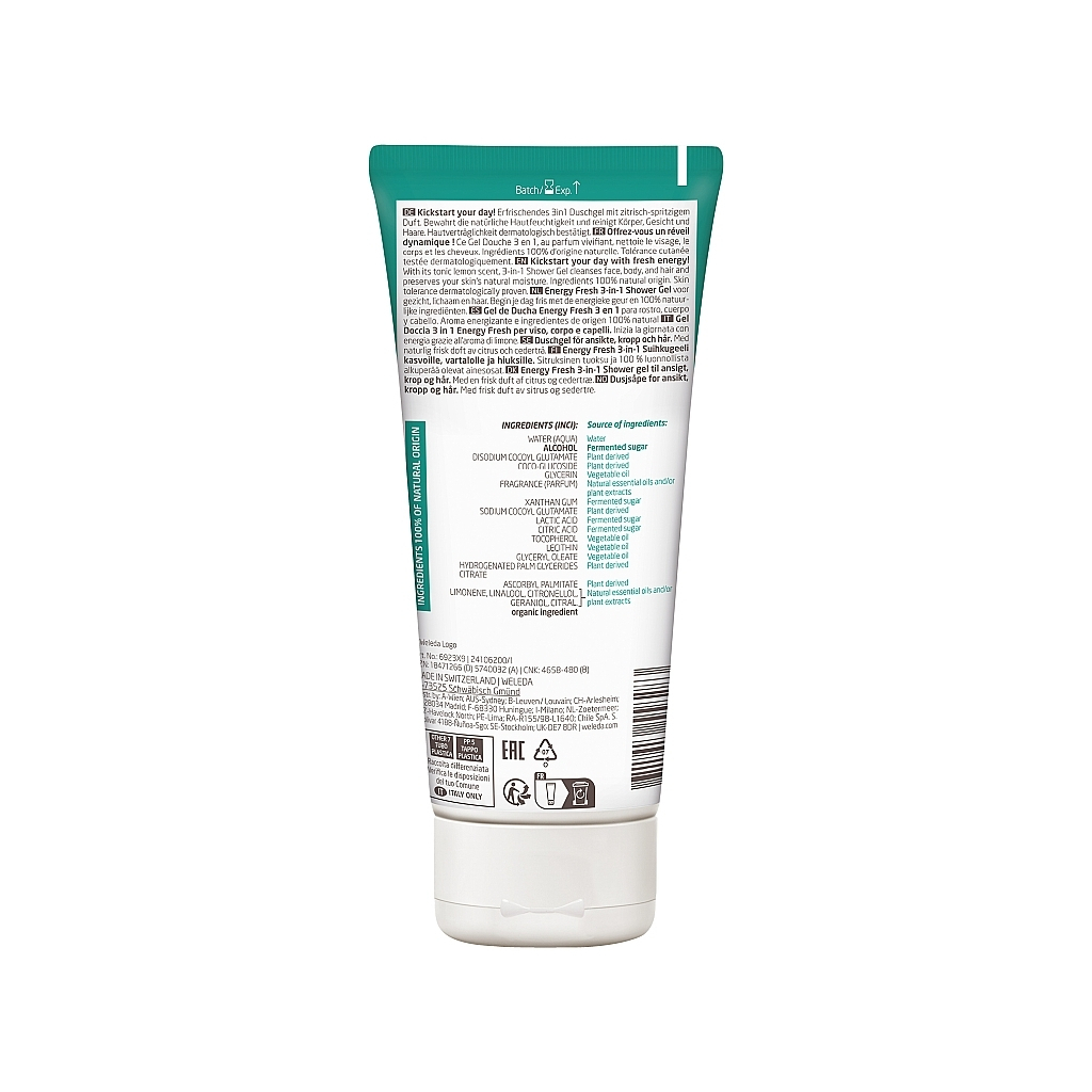 Гель для душу Weleda Energy Fresh Shower Gel 3 в 1 200 мл (7611916558283)
