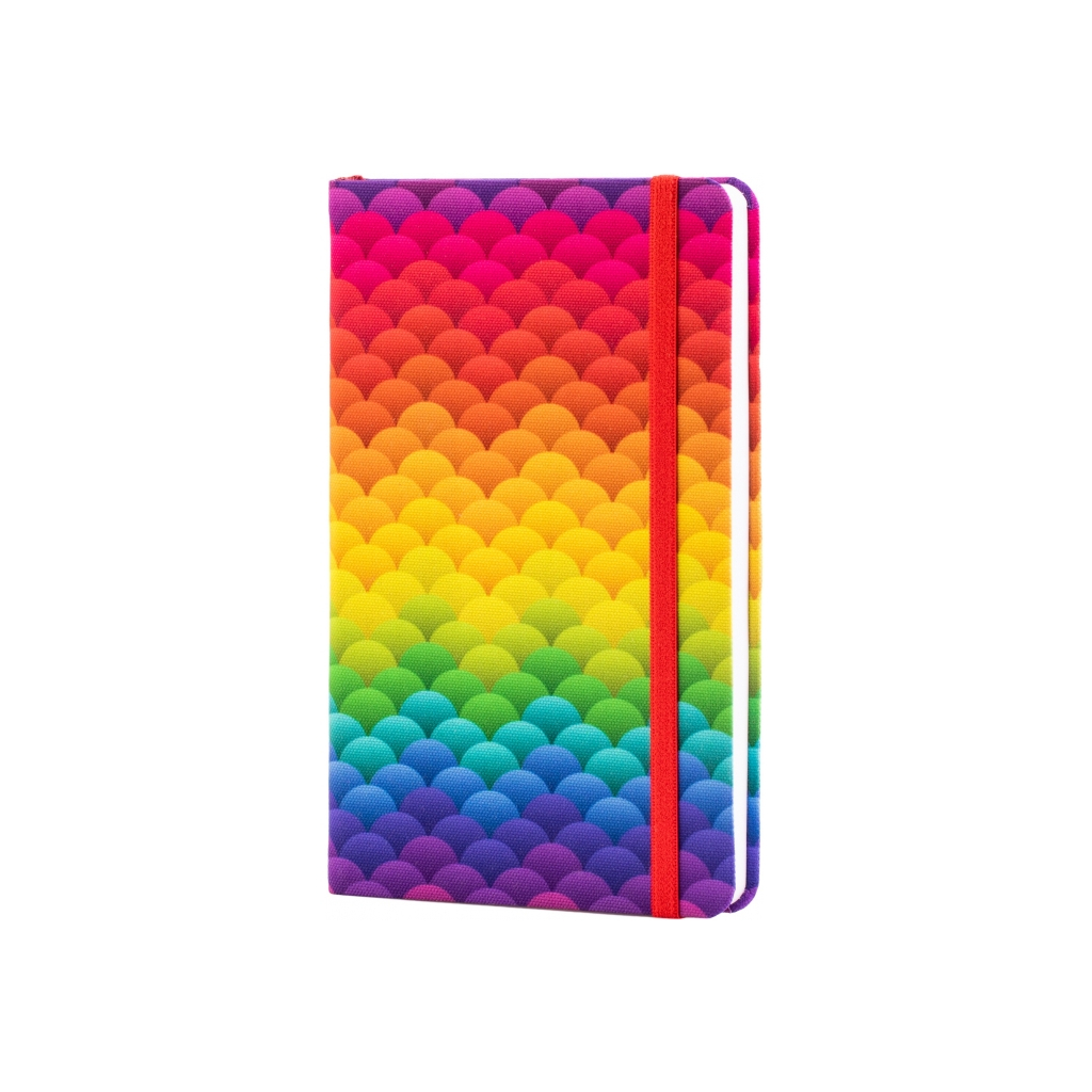 Книга записна Optima А5 Rainbow, тверда обкладинка текстиль, гумка, блок клітинка (O27190-02) Книга записна Optima А5 Rainbow, тверда обкладинка текстиль, гумка, блок клітинка (O27190-02)
