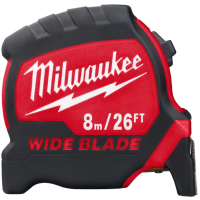 Milwaukee Premium tape measure with wide web 8m(26ft)/33mm, foot (4932471818)