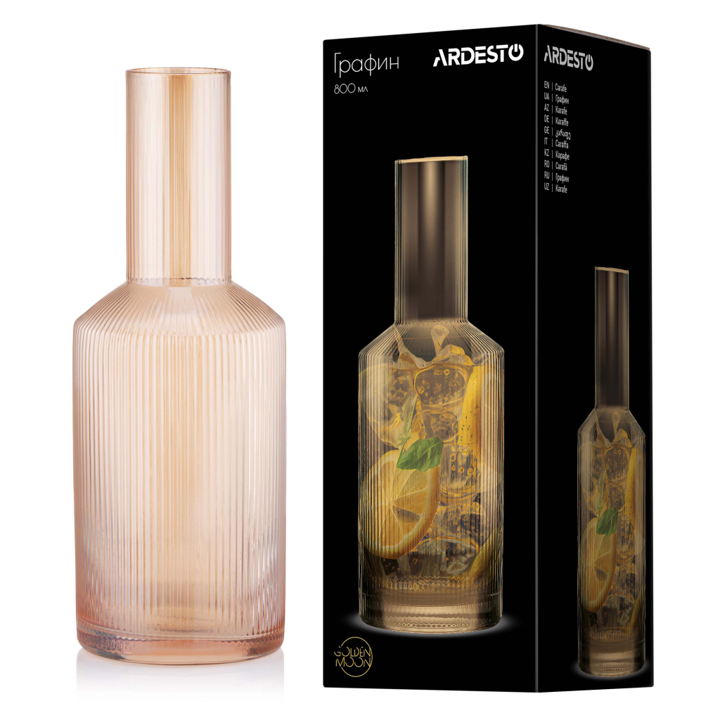 Карафа Ardesto 800мл, боросилікатне скло, золотистий (AR2690GG)