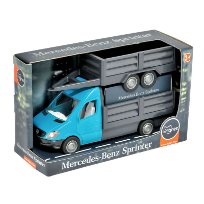 Масштабна модель автомобіля Tigres Mercedes-Benz Sprinter бортовий з причіпом (ціан) (39668)
