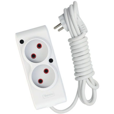 Мережевий подовжувач TECCO 1.5м 2 поста white (8681277843433)