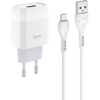 Зарядний пристрій HOCO C72A Glorious USB + cable Micro 10.5W White (6931474713001)