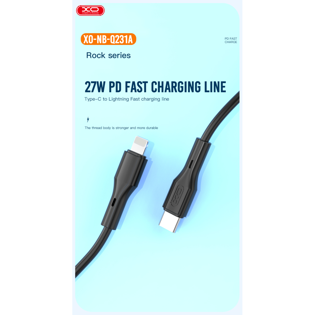 Дата кабель USB-C to Lightning 1.0m 27W Rock XO (NBQ231A_White)