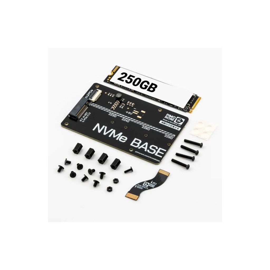 Плата розширення для Мікро ПК Pimoroni Плата розширення NVMe Base для Raspberry Pi 5 + SSD на 250 Гб (PIM701)
