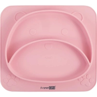 Children's plate FreeON Bear, silicone, pink (39692)