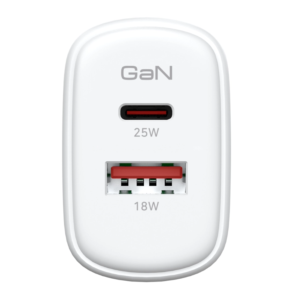 Зарядний пристрій Armorstandart 1xUSB-C + 1xUSB 25W GaN white (ARM89532)