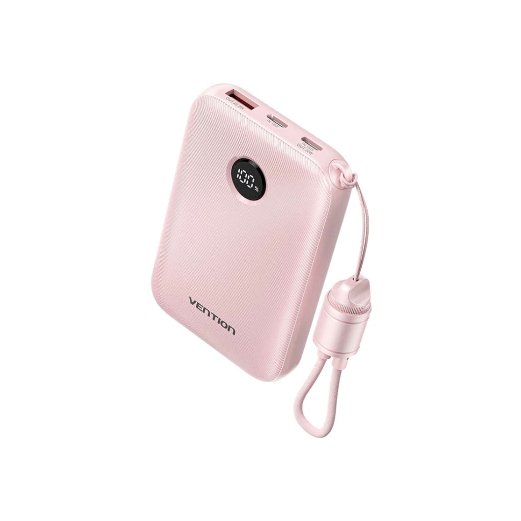 Батарея універсальна Vention 10000mAh, 22.5W, PD, QC, Pink (FKAP0-C)