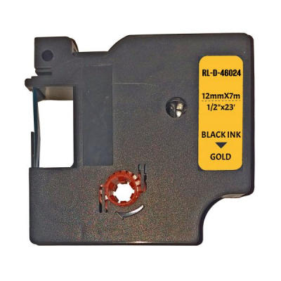 Label printer ribbon UKRMARK RL-D-R-46024-BK/GO silk ribbon. for DYMO D1 series. 12mm (CD46024)