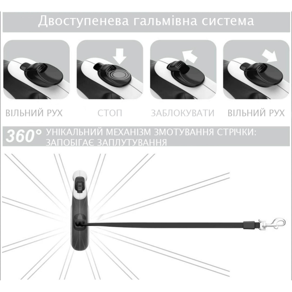 Повідець для собак WAUDOG R-leash NASA світловідбиваюча стрічка S 5 м (8124-0047-01)