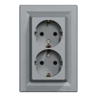 Розетка Schneider Electric ASFORA із заземленням подвійна сталь 16А (EPH9900162)