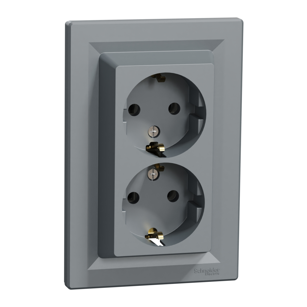 Розетка Schneider Electric ASFORA із заземленням подвійна сталь 16А (EPH9900162)