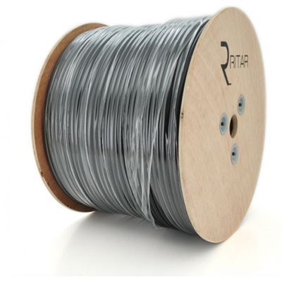 Кабель комбінований Ritar RG59 75 Ом 0,81мм.CU, 64x0.12m CCA, 2x0.5mm2, black, 305м (B305-RG59CU+2x0.5mm C)