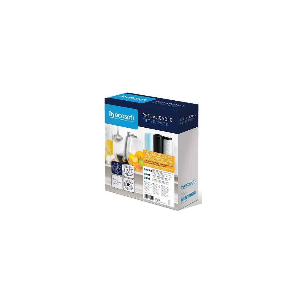 Картридж для фільтра глечика Ecosoft Комплект картриджів Ecosoft 1-2-3 покращений (2 вугільних ка (CHV3ECO)