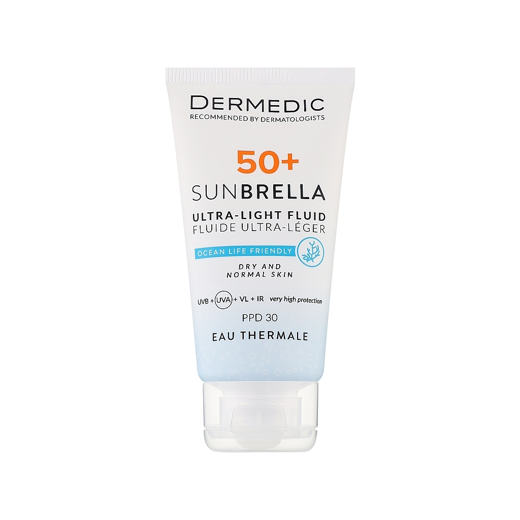 Засіб від засмаги Dermedic Sunbrella Ультралегкий захисний флюїд SPF 50+ Для сухої та нормальної шкіри 40 мл (5901643177546)