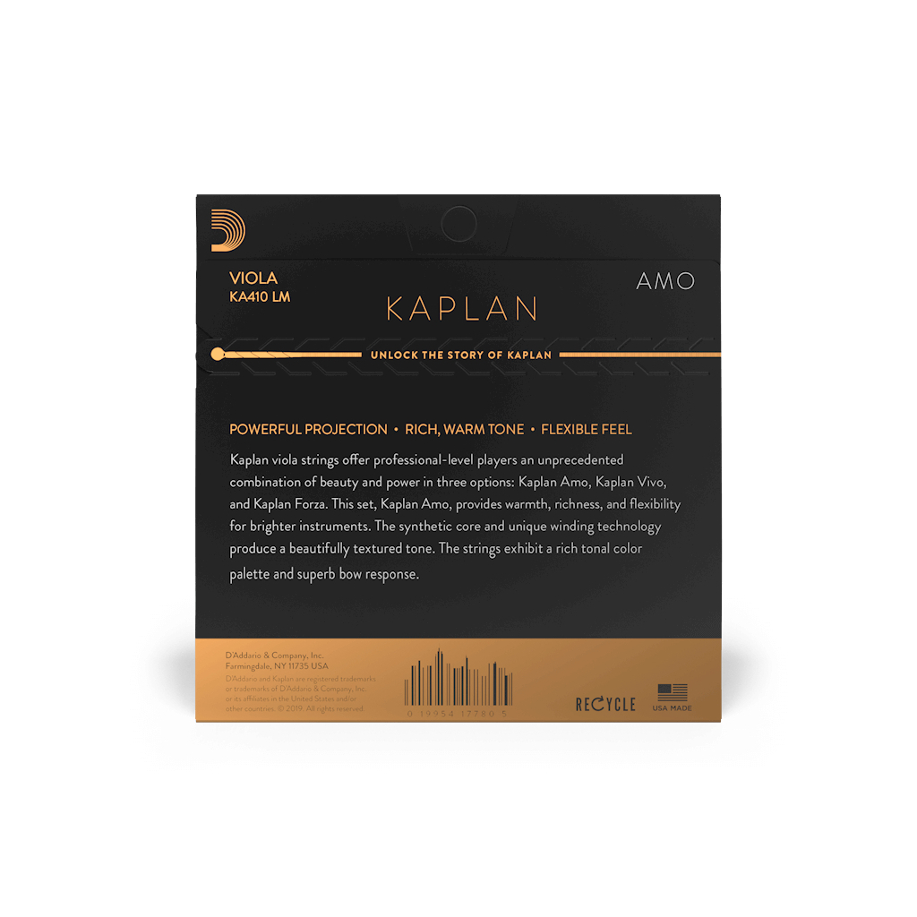 Струни для альта D'Addario Kaplan Amo Viola String Set Long Scale Medium Tension (KA410 LM)