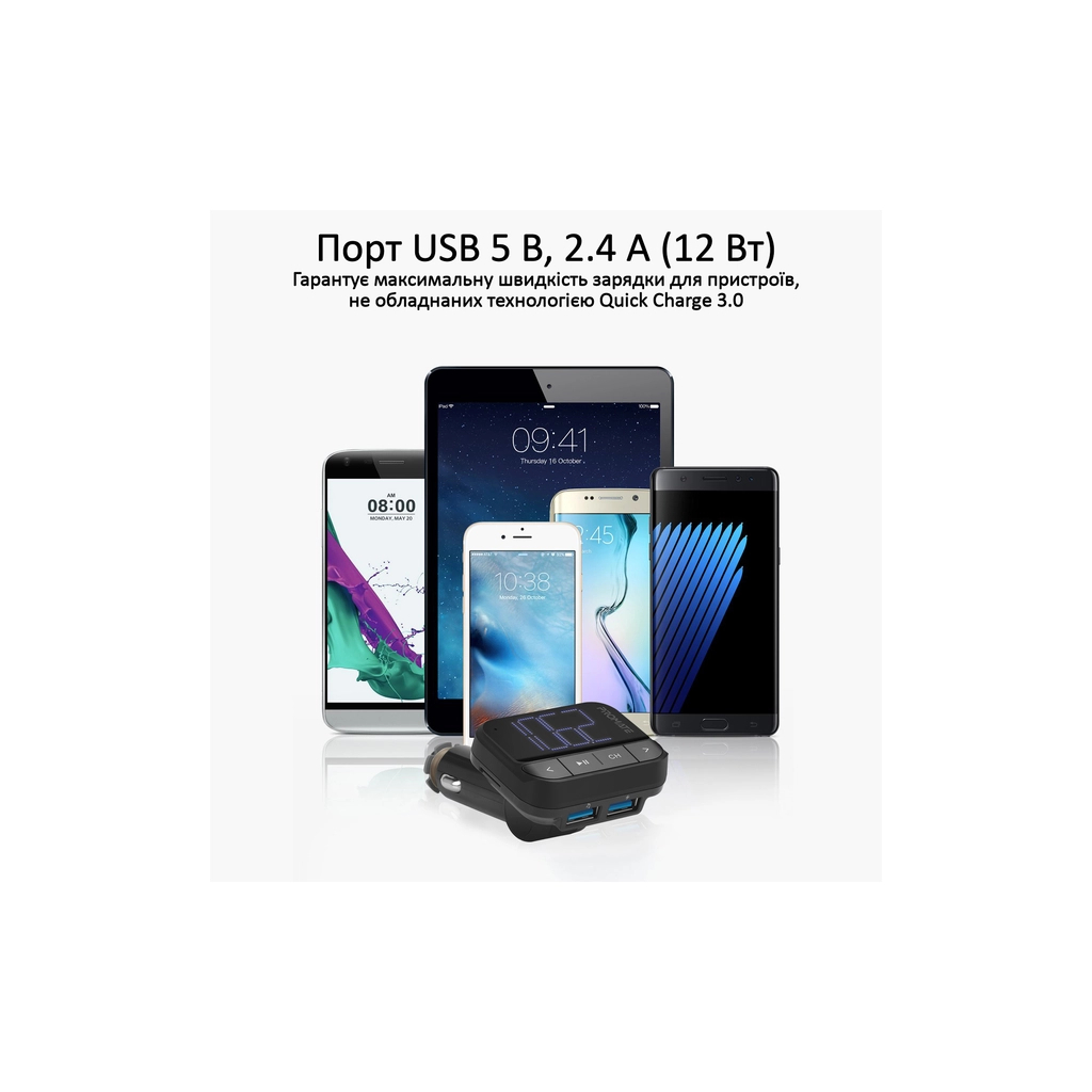 FM модулятор Promate ezfm-2 black AUX/SD/USB Black (ezfm-2.black)