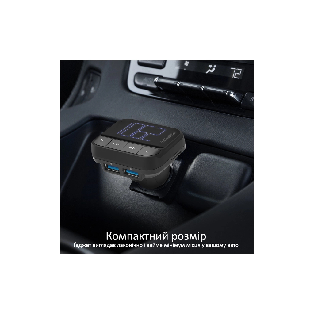 FM модулятор Promate ezfm-2 black AUX/SD/USB Black (ezfm-2.black)