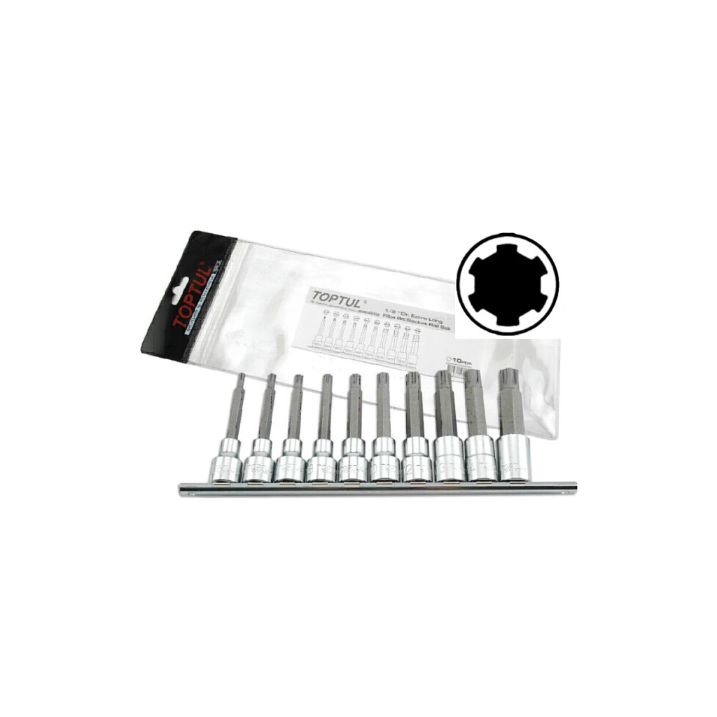 Набір головок Toptul з насадкою 1/2" RIBE M5-M16 10шт. довгі (GAAG1003)