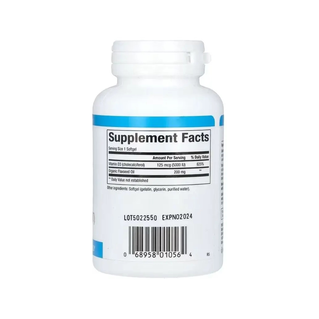 Вітамінно-мінеральний комплекс Natural Factors Вітамін D3, 125 мкг 5000 МО, Vitamin D3, 120 гелевих капсул (NFS-01056)