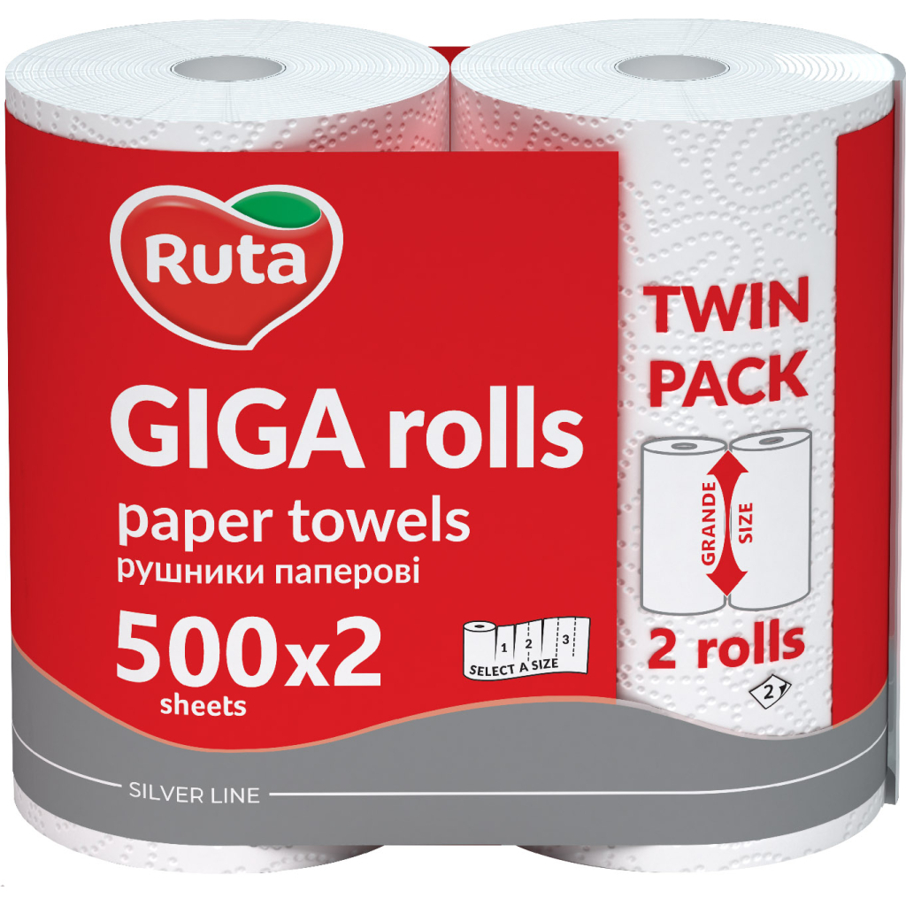 Паперові рушники Ruta Giga Rolls 2 шари 2 рулони (4820202895848)