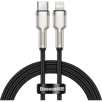 Дата кабель USB-C to Lightning 1.0m Cafule Metal PD 20W black Baseus (CATLJK-A01)