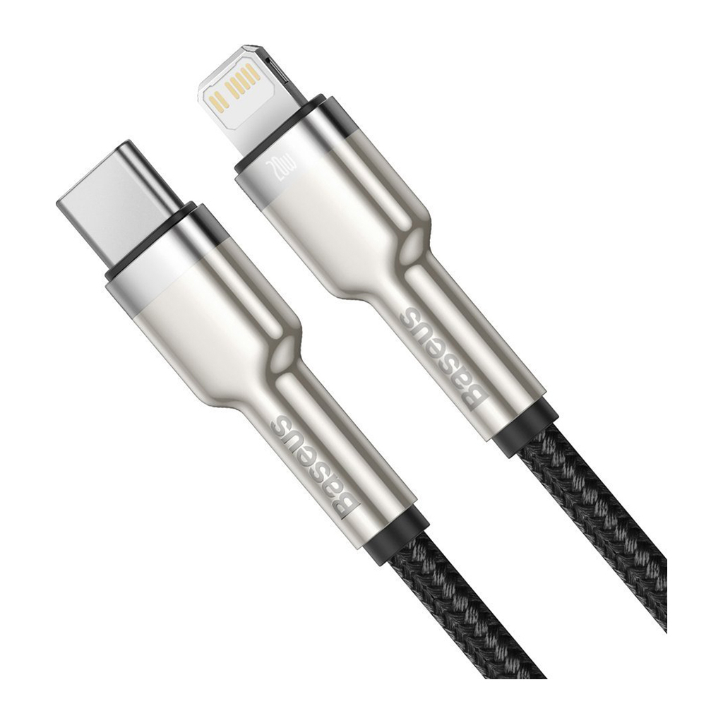 Дата кабель USB-C to Lightning 1.0m Cafule Metal PD 20W black Baseus (CATLJK-A01) Дата кабель USB-C to Lightning 1.0m Cafule Metal PD 20W black Baseus (CATLJK-A01)