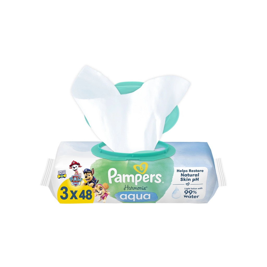 Дитячі вологі серветки Pampers Harmonie Aqua Щенячий Патруль 48 шт х 3 пачки (144 шт) (8700216722476) Дитячі вологі серветки Pampers Harmonie Aqua Щенячий Патруль 48 шт х 3 пачки (144 шт) (8700216722476)