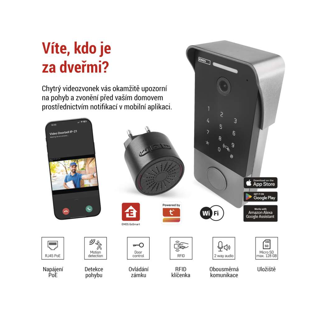 Дверний дзвінок EMOS H4034 IP-21PoE Wi-Fi (H4034)