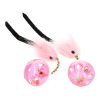 Toy for cats Hippie Pet Balls with a mouse pink 26 cm 2 pcs (HIPCT18026RO)