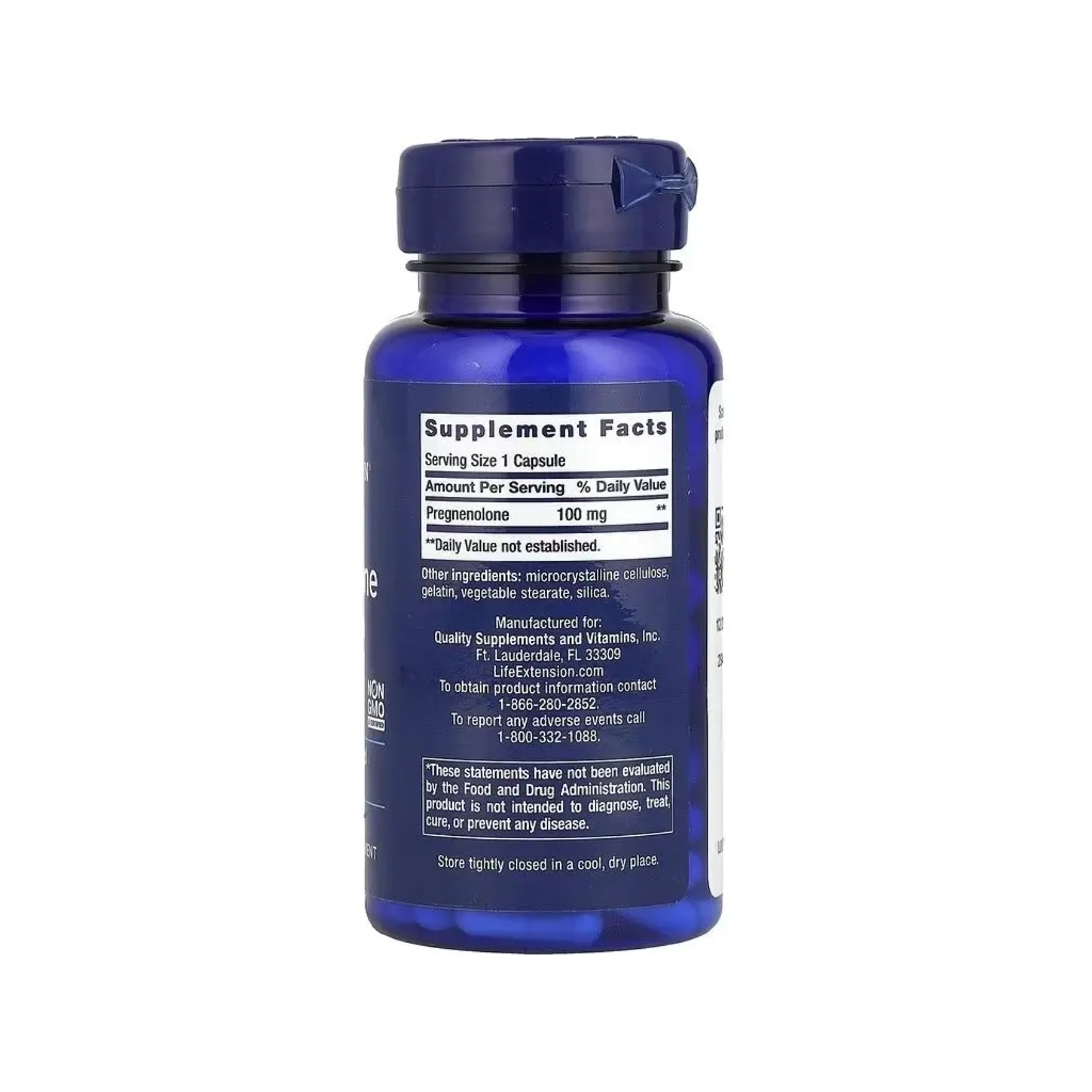 Вітамінно-мінеральний комплекс Life Extension Прегненолон, 100 мг, Pregnenolone, 100 капсул (LEX-70010)