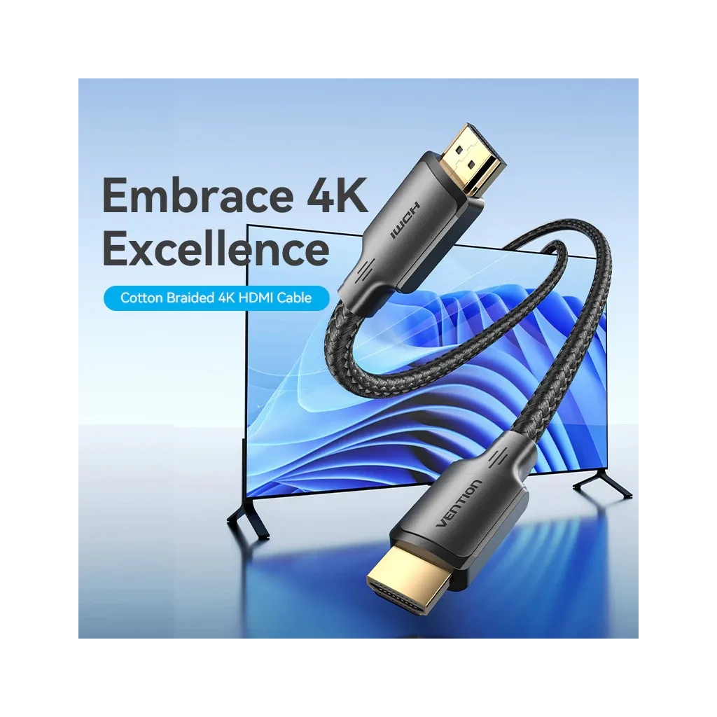 Кабель мультимедійний HDMI M to HDMI M 20.0m 1080p60Hz cotton braided black Vention (ALLBQ)