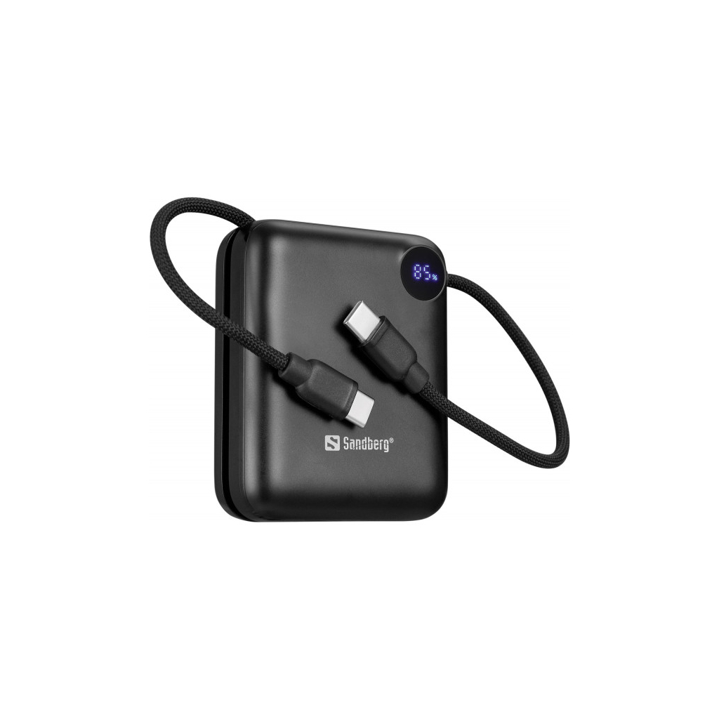Повербанк Sandberg 10000mAh PD/3.1/20W, QC/3.0, USB-C In/Out, with 2 cables USB-C (421-26)