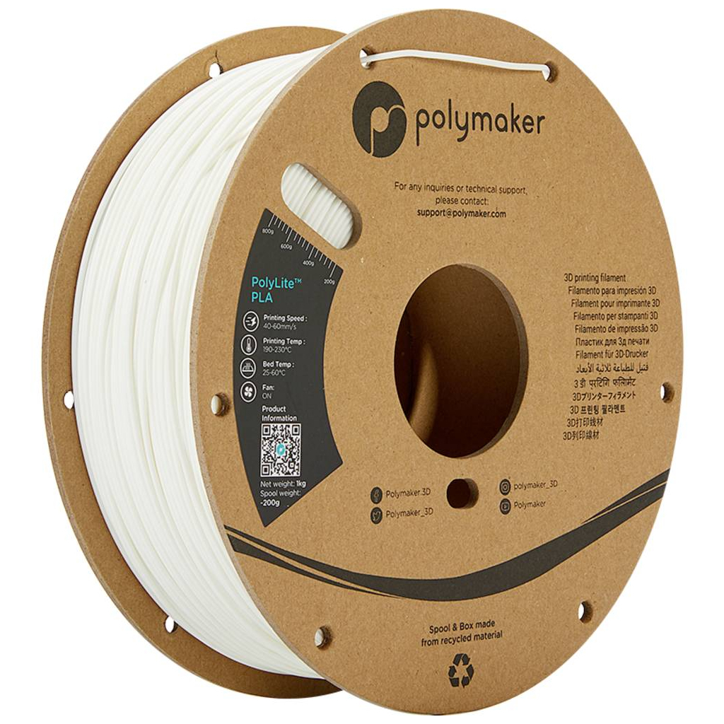 Пластик для 3D-принтера Polymaker PLA POLYLITE 1,75mm 1kg WHITE (PA02002)