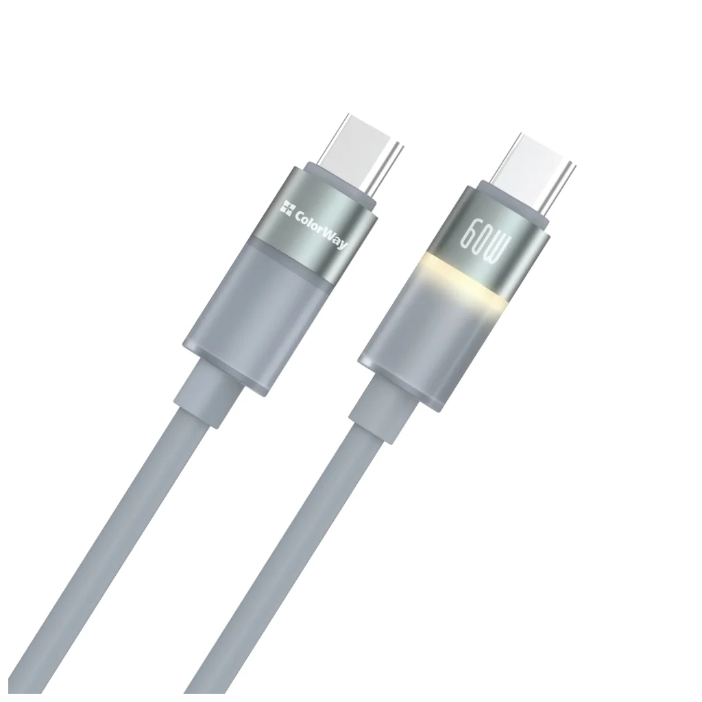 Дата кабель USB-C to USB-C 1.0m 3A 60W warm light gray ColorWay (CW-CBPDCC092-GR) Дата кабель USB-C to USB-C 1.0m 3A 60W warm light gray ColorWay (CW-CBPDCC092-GR)
