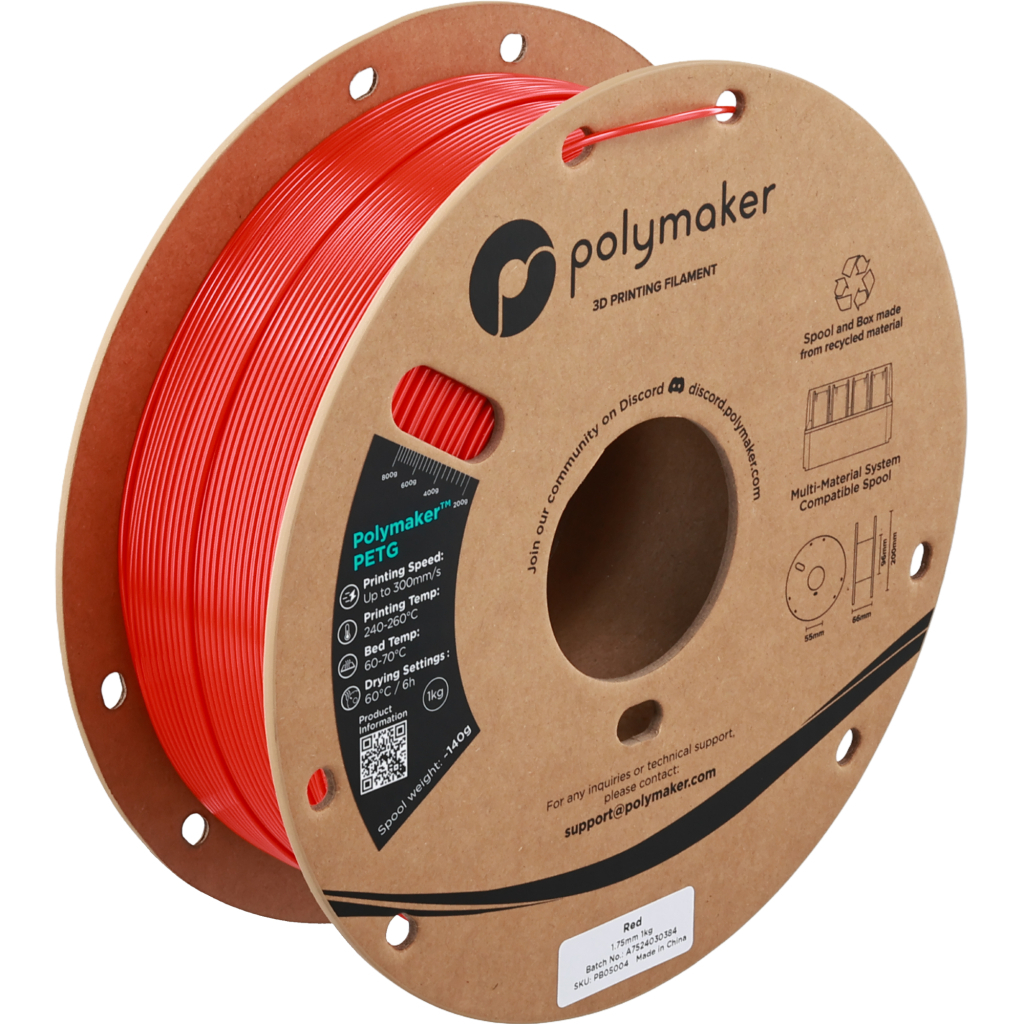 Пластик для 3D-принтера Polymaker PETG 1,75mm 1kg RED (PB05004)