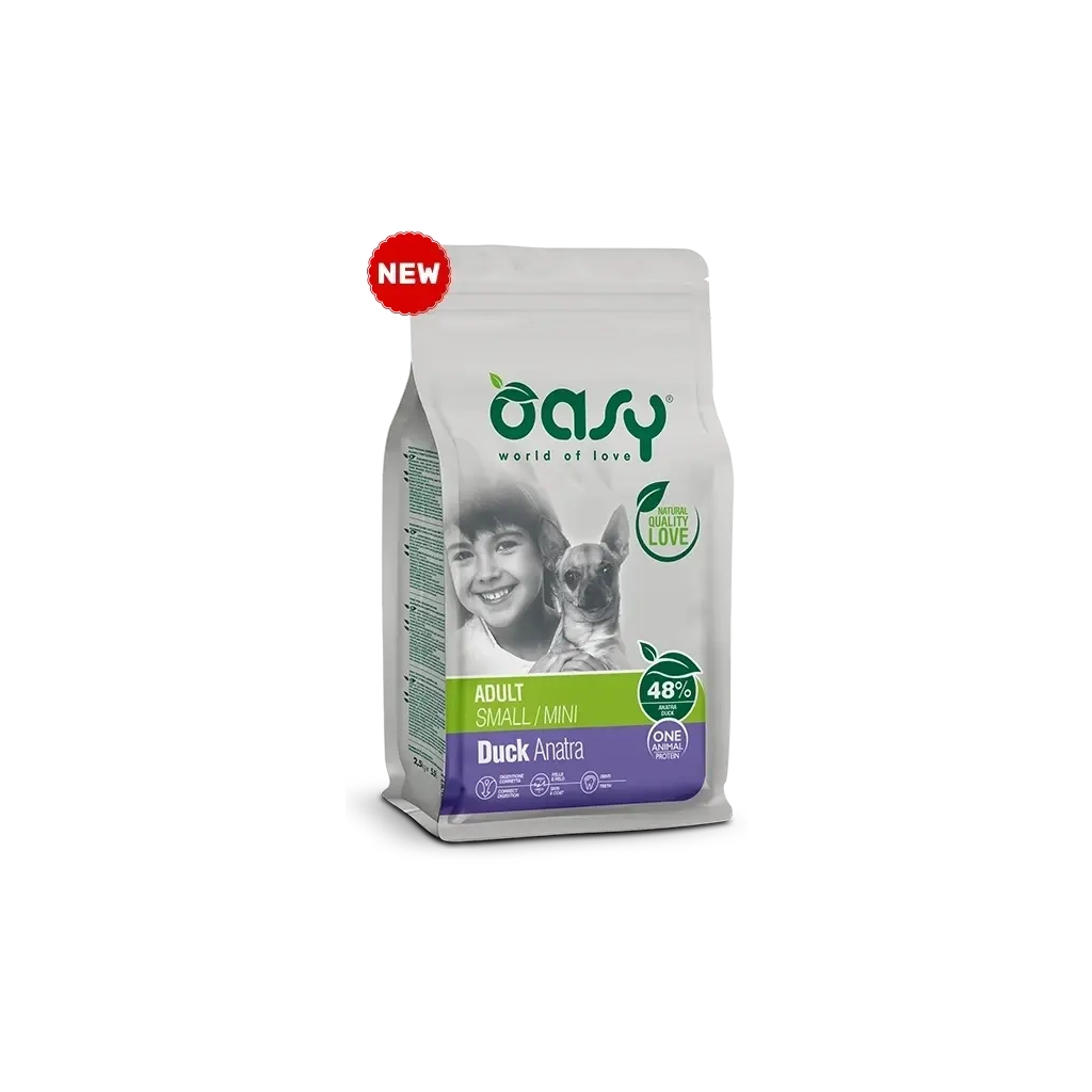 Сухий корм для собак OASY DOG Monoprotein ADULT Small/Mini качка 2.5 кг (8054329511244)